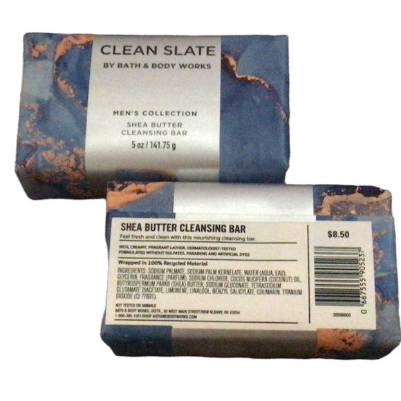 2 Clean Slate Men’s Collection Shea Butter Cleansing Bar Bath & Body Works 5 oz. - Picture 2 of 2